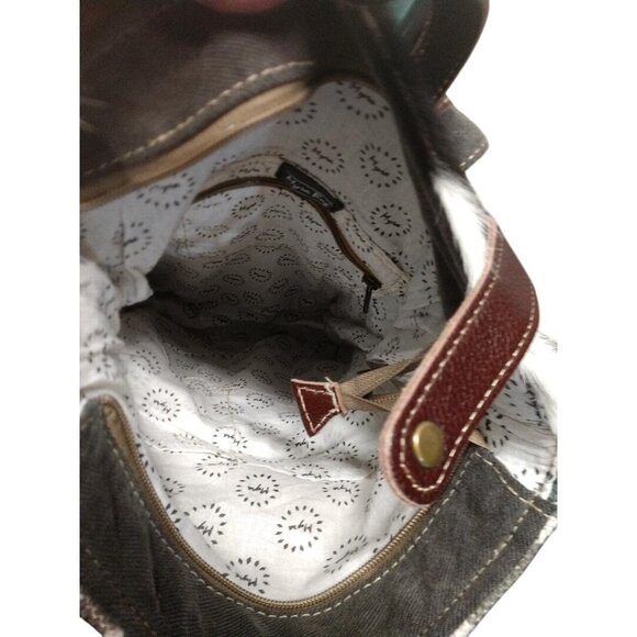 Handcrafted Myra Canvas & Leather Backpack With Ikat Print Cowhide Accent & Adju - Picture 7 of 7